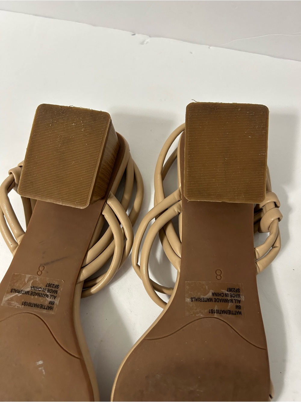 Steve Madden Hattie Square-Toe Block Heel Nude/Tan double toe straps Size 8 - Picture 6 of 9